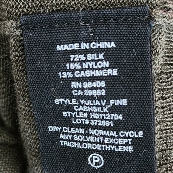Theory Olive Green Silk Cashmere Blend Knit Yulia V-Neck Sweater - Picture 6 of 6